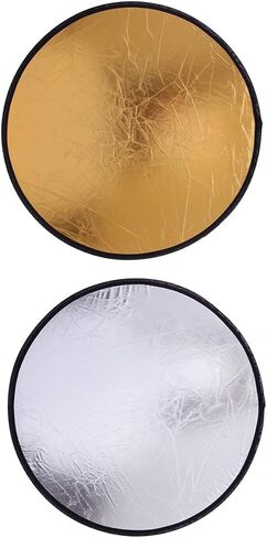 Toddmomy 2pcs Portable Photography Reflector 30cm Mini Round Light Reflector Disc Silver Gold Double-Sided Photo for Studio and Outdoor Portrait Lighting in Kuwait