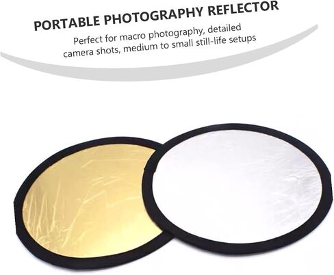 Toddmomy 2pcs Portable Photography Reflector 30cm Mini Round Light Reflector Disc Silver Gold Double-Sided Photo for Studio and Outdoor Portrait Lighting in Kuwait