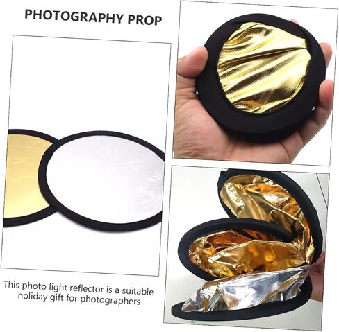 Toddmomy 2pcs Portable Photography Reflector 30cm Mini Round Light Reflector Disc Silver Gold Double-Sided Photo for Studio and Outdoor Portrait Lighting in Kuwait