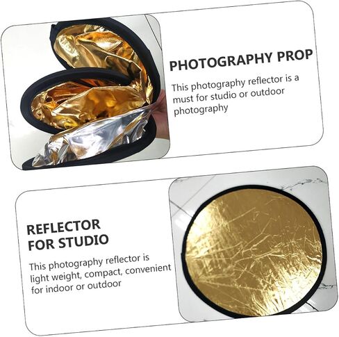 Toddmomy 2pcs Portable Photography Reflector 30cm Mini Round Light Reflector Disc Silver Gold Double-Sided Photo for Studio and Outdoor Portrait Lighting in Kuwait