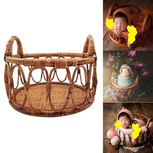 Handwoven Vintage Rattan Basket For Newborn Photography Create A And Safe Environment For Your Baby Photos in Saudi Arabia