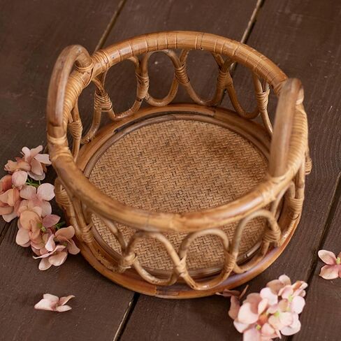 Handwoven Vintage Rattan Basket For Newborn Photography Create A And Safe Environment For Your Baby Photos in Saudi Arabia
