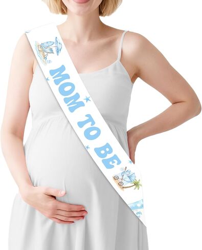 TWO WILD Splish Splash Baby Shower Decors Beach Mom to Be Sash 3.7in × 63in in Saudi Arabia