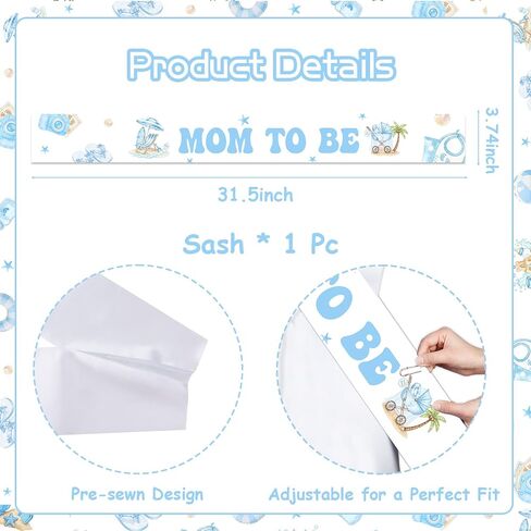 TWO WILD Splish Splash Baby Shower Decors Beach Mom to Be Sash 3.7in × 63in in Saudi Arabia
