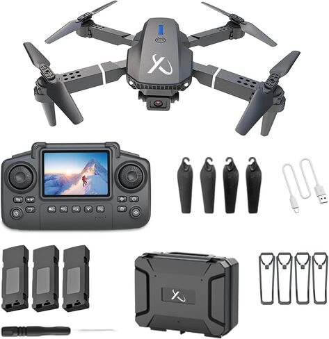 Falcon X 4K Camera Drone with Built-In Screen Remote Controller, WiFi FPV Foldable Quadcopter with 3 Batteries & Carrying Case – Beginner-Friendly Drone for Adults in Saudi Arabia