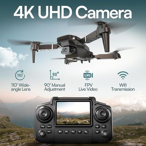 Falcon X 4K Camera Drone with Built-In Screen Remote Controller, WiFi FPV Foldable Quadcopter with 3 Batteries & Carrying Case – Beginner-Friendly Drone for Adults in Saudi Arabia