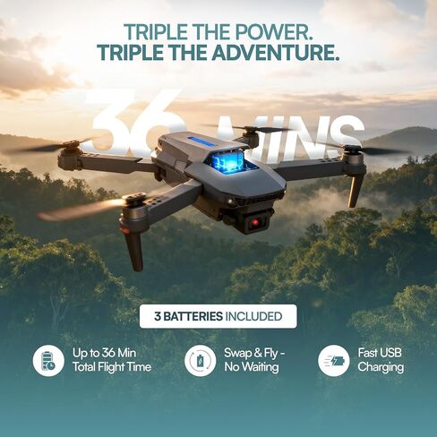 Falcon X 4K Camera Drone with Built-In Screen Remote Controller, WiFi FPV Foldable Quadcopter with 3 Batteries & Carrying Case – Beginner-Friendly Drone for Adults in Saudi Arabia