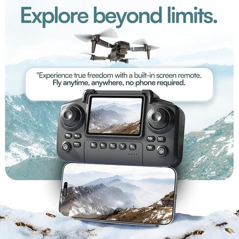 Falcon X 4K Camera Drone with Built-In Screen Remote Controller, WiFi FPV Foldable Quadcopter with 3 Batteries & Carrying Case – Beginner-Friendly Drone for Adults in Saudi Arabia