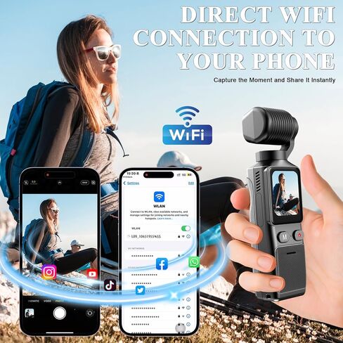 4K Pocket Vlogging Camera Wifi, Portable Handheld POV Cam with64G | 4k HD Recording, 1.69Inch Color Touchscreen, 6-Axis Image Stabilization, 150° Wide-Angle Lens,Content Creator Cam for Travel in Saudi Arabia