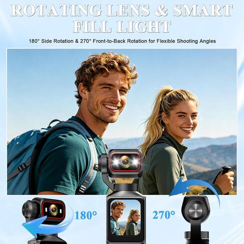 4K Pocket Vlogging Camera Wifi, Portable Handheld POV Cam with64G | 4k HD Recording, 1.69Inch Color Touchscreen, 6-Axis Image Stabilization, 150° Wide-Angle Lens,Content Creator Cam for Travel in Saudi Arabia