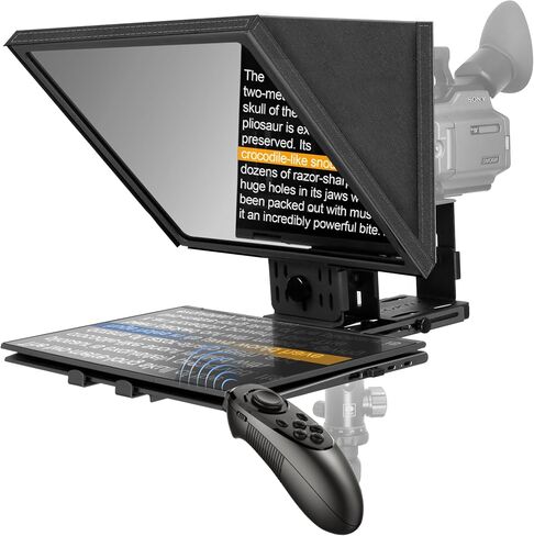 16" Teleprompter for Tablet DSLR Camera with APP Remote | Aluminum Alloy Design, Quick Setup, iOS & Android Compatible, Bluetooth Remote Control for Video Creation & Live Streaming in Saudi Arabia