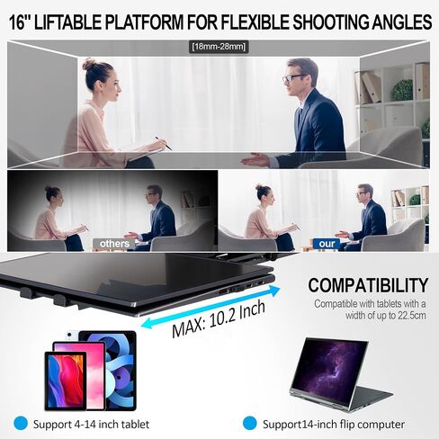16" Teleprompter for Tablet DSLR Camera with APP Remote | Aluminum Alloy Design, Quick Setup, iOS & Android Compatible, Bluetooth Remote Control for Video Creation & Live Streaming in Saudi Arabia