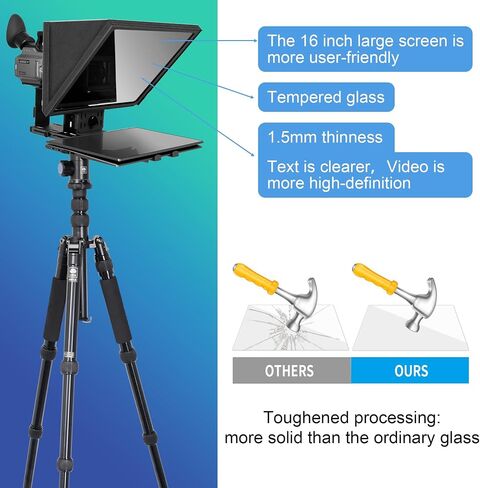 16" Teleprompter for Tablet DSLR Camera with APP Remote | Aluminum Alloy Design, Quick Setup, iOS & Android Compatible, Bluetooth Remote Control for Video Creation & Live Streaming in Saudi Arabia