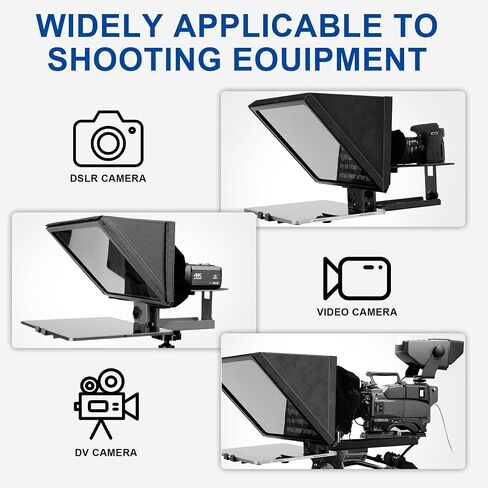 16" Teleprompter for Tablet DSLR Camera with APP Remote | Aluminum Alloy Design, Quick Setup, iOS & Android Compatible, Bluetooth Remote Control for Video Creation & Live Streaming in Saudi Arabia