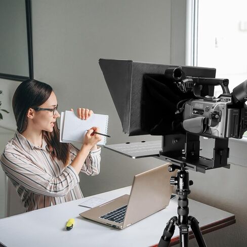 16" Teleprompter for Tablet DSLR Camera with APP Remote | Aluminum Alloy Design, Quick Setup, iOS & Android Compatible, Bluetooth Remote Control for Video Creation & Live Streaming in Saudi Arabia