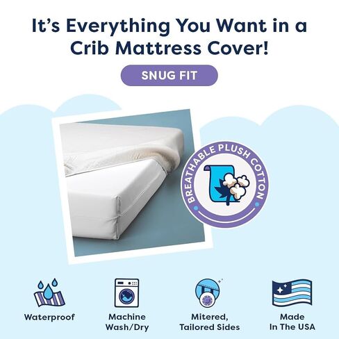 Moonlight Slumber Little Dreamer Crib Mattress with Cover - 52"x 28"x 5" | Waterproof and Machine Washable Cover in Saudi Arabia