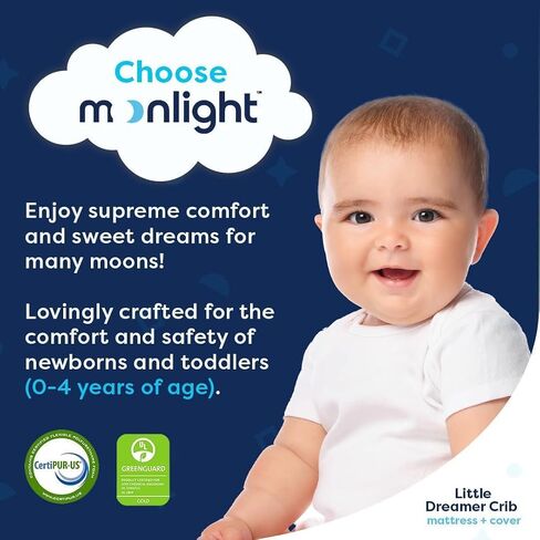 Moonlight Slumber Little Dreamer Crib Mattress with Cover - 52"x 28"x 5" | Waterproof and Machine Washable Cover in Saudi Arabia