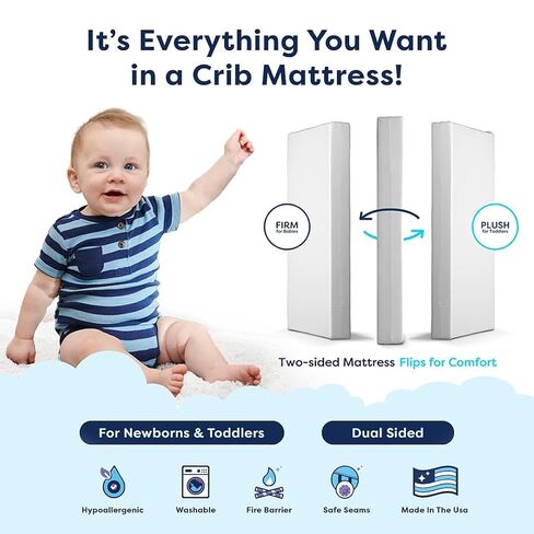 Moonlight Slumber Little Dreamer Crib Mattress with Cover - 52"x 28"x 5" | Waterproof and Machine Washable Cover in Saudi Arabia