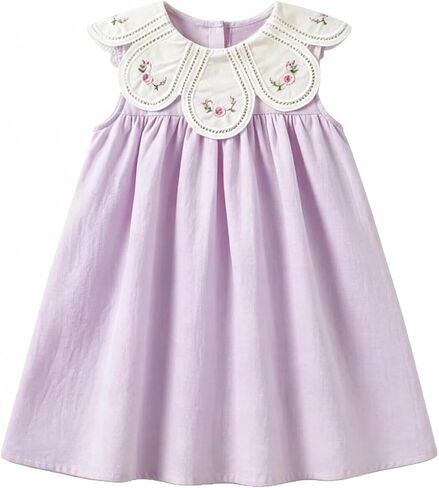 Baby Girl Clothes Toddler Sleeveless Casual Sundress Flower Collar Summer Dresses for Kids 1-7T in Saudi Arabia