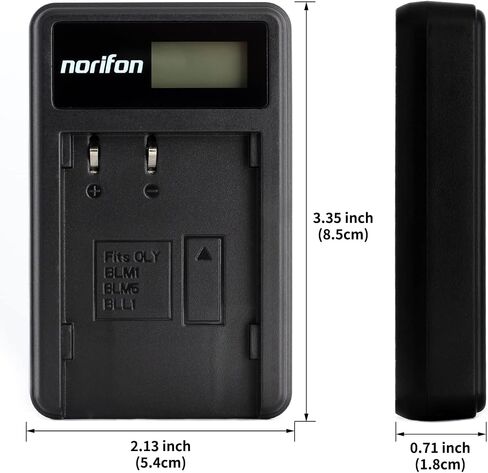 Norifon BLM-1 LCD USB Charger for Olympus C-5060 Wide Zoom | Compatible with Olympus C-7070 Wide Zoom, C-8080 Wide Zoom, E-1, E-3, E-30, E-5, E-520, EVOLT E-300, E-330, E-500 in Saudi Arabia