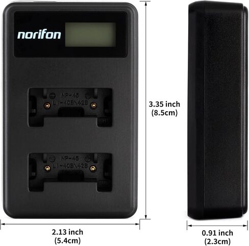 Norifon NP-45 Dual Channel LCD USB Charger for Fujifilm FinePix JX250 | Compatible with Fujifilm FinePix JX400, J38, J10, J20, JX520, JX580, JX300, JX680, JX370, JV200, JV100, JZ250, JZ100 Cameras in Saudi Arabia