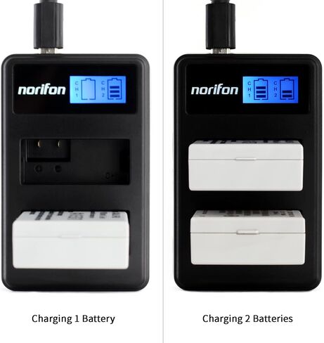 Norifon NP-45 Dual Channel LCD USB Charger for Fujifilm FinePix JX250 | Compatible with Fujifilm FinePix JX400, J38, J10, J20, JX520, JX580, JX300, JX680, JX370, JV200, JV100, JZ250, JZ100 Cameras in Saudi Arabia