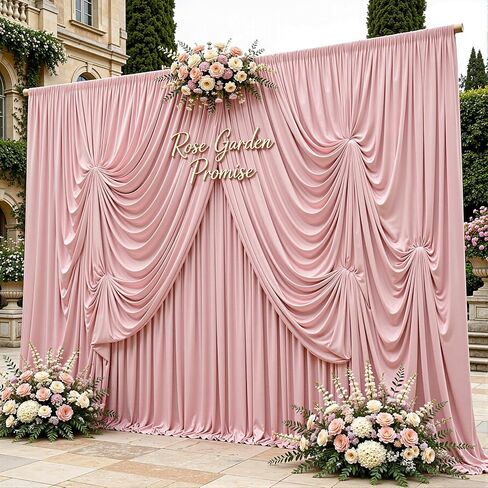 40x10ft Wrinkle Free Dusty Rose Backdrop Curtain, 10 Panels High Density Photography Backdrop Drapes Fabric for Wedding Birthday Party Stage Photo Background Decorations in Saudi Arabia