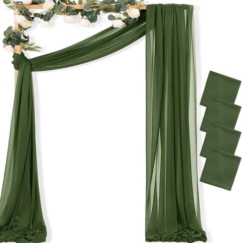Sheer Gauze Wedding Arch Draping Fabric 29" x 20 FT 2 Panels Burgundy | Shimmery Gauze Drapes, Airy Backdrop Curtains, 6.6 Yard Outdoor Drapery Panels, Photo Background, Wedding Church Events Decor in Saudi Arabia