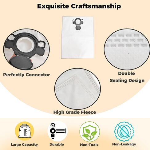W107418353 8 Pack Vacuum Filter Bags, Dust Vacuum Bags Compatible with Makita VC4210L VC4210M Wet/Dry HEPA Vacuum, Replace W107418351 in Kuwait