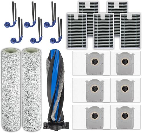 (20 Pack) Replacement Accessories for ECOVACS DEEBOT T90 PRO OMNI, T90 OMNI, X9S PRO OMNI, X12 PRO Omni, Yeedi M16 Infinity, 1 Roller Brush, 2 Roller Mops, 6 Side Brushes, 6 Dust Bags, 5 HEPA Filters in Saudi Arabia