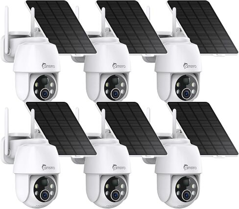 6 Pack Wireless Solar Security Cameras for Home Outdoor | 2K 360° View, Color Night Vision, 2.4Ghz WiFi Only, AI Detection & 2-Way Audio, Alexa/Google Compatible in Kuwait
