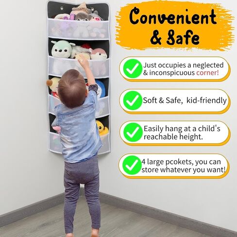 Soft Corner Shelf | Safe Hanging Organizer | Child-Friendly Wall Mount Storage | for Sundries, Toys, Stuffed Animals, Diapers | for Pantry Closet Bedroom Nursery Organization 1-Pack in Kuwait
