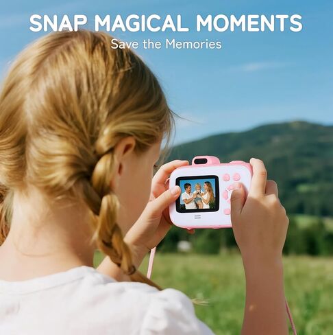 Instant Camera for Kids with Print Paper, 1080P HD Kids Camera Instant Print with 32GB SD Card, Girls Toys for Ages 5-7, Birthday Gifts for 5 6 7 8 9 Year Old Girls in Kuwait