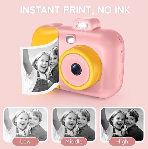 Instant Camera for Kids with Print Paper, 1080P HD Kids Camera Instant Print with 32GB SD Card, Girls Toys for Ages 5-7, Birthday Gifts for 5 6 7 8 9 Year Old Girls in Kuwait