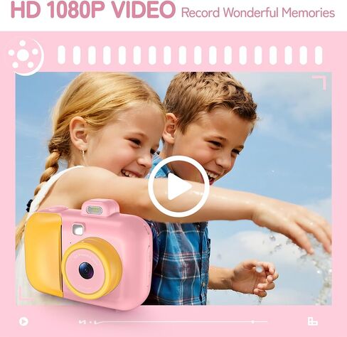 Instant Camera for Kids with Print Paper, 1080P HD Kids Camera Instant Print with 32GB SD Card, Girls Toys for Ages 5-7, Birthday Gifts for 5 6 7 8 9 Year Old Girls in Kuwait
