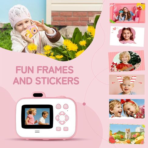 Instant Camera for Kids with Print Paper, 1080P HD Kids Camera Instant Print with 32GB SD Card, Girls Toys for Ages 5-7, Birthday Gifts for 5 6 7 8 9 Year Old Girls in Kuwait
