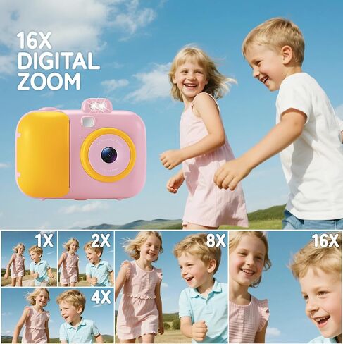 Instant Camera for Kids with Print Paper, 1080P HD Kids Camera Instant Print with 32GB SD Card, Girls Toys for Ages 5-7, Birthday Gifts for 5 6 7 8 9 Year Old Girls in Kuwait
