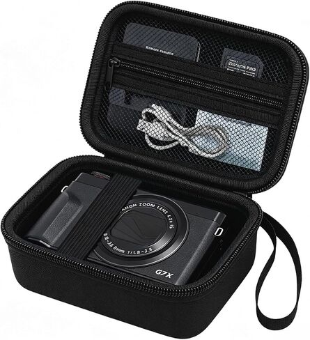 Case for Canon G7X Mark III II/ SX740/730/720 HS Digital Camera, Black | Protective Carrying Bag, Shockproof EVA Shell, Accessory Storage Zip Pocket, Compact Portable, Travel & Photography Use in Kuwait