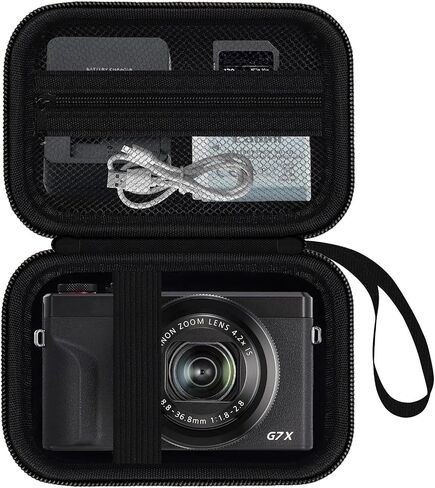 Case for Canon G7X Mark III II/ SX740/730/720 HS Digital Camera, Black | Protective Carrying Bag, Shockproof EVA Shell, Accessory Storage Zip Pocket, Compact Portable, Travel & Photography Use in Kuwait