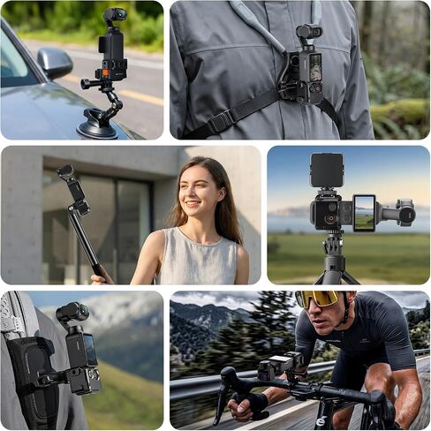 AMAZEAR Protective Cage for DJI OSMO Pocket 4P/4/3/Xtra Muse Accessories, Metal Case Multifunction Frame Expansion with Quick Mount Bracket, Wrist Strap, Hot-Shoe for GoPro Adapter, Midnight in Saudi Arabia