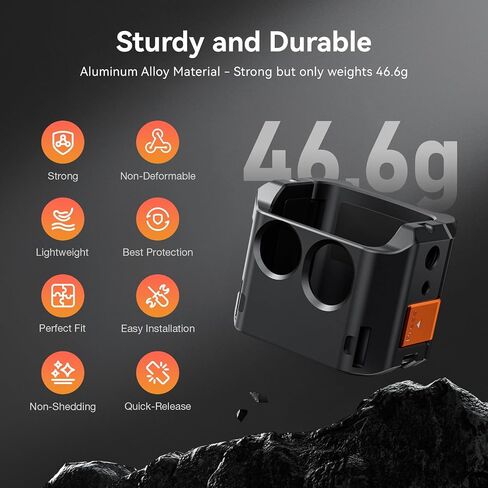 AMAZEAR Protective Cage for DJI OSMO Pocket 4P/4/3/Xtra Muse Accessories, Metal Case Multifunction Frame Expansion with Quick Mount Bracket, Wrist Strap, Hot-Shoe for GoPro Adapter, Midnight in Saudi Arabia
