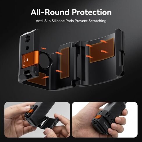 AMAZEAR Protective Cage for DJI OSMO Pocket 4P/4/3/Xtra Muse Accessories, Metal Case Multifunction Frame Expansion with Quick Mount Bracket, Wrist Strap, Hot-Shoe for GoPro Adapter, Midnight in Saudi Arabia