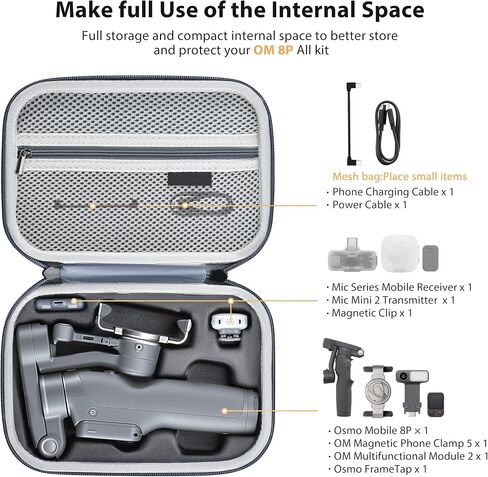 STARTRC PHOTO Osmo Mobile 8P Case with Handle and Adjustable Strap | Compact Carrying Case For DJI OM8P Gimbal Stabilizer, Portable PU Shoulder Bag, Travel Storage for Osmo Mobile 8P Accessories in Saudi Arabia