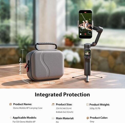 STARTRC PHOTO Osmo Mobile 8P Case with Handle and Adjustable Strap | Compact Carrying Case For DJI OM8P Gimbal Stabilizer, Portable PU Shoulder Bag, Travel Storage for Osmo Mobile 8P Accessories in Saudi Arabia