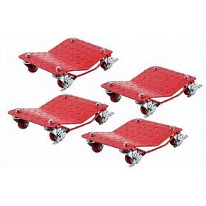 IDEALHOUSE Heavy Duty 6000 Lbs Car Dolly Set - Vehicle Wheel Movers | Carbon Steel 360° Rotating Nylon Wheels, Anti-Skid Plates, Material Handling Mobility Base, 16" x 13" in Saudi Arabia