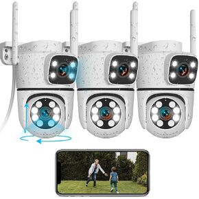 5MP 3pcs Dual Lens Cameras WiFi Security Camera Outdoor PTZ Auto Tracking | 2.7K HD, 2-Way Audio,Color Night Vision,PTZ Auto-Tracking,Dual Antennas 2.4/5GHz WiFi,Human Detection, Free APP Alert,IP65 in Saudi Arabia