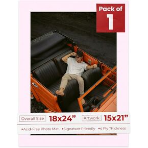 18x24 Mat Bevel Cut for 15x21 Photos - Acid Free Brick Red Precut Matboard With Backing Board and Crystal Clear, Self Seal Photo Mat Bag - For Pictures, Photos, Framing - 4-ply Thickness in Kuwait