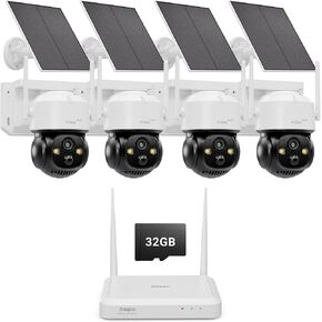 Anlapus 4MP 360° Pan Tilt Solar 6 Camera Security System Wireless Outdoor | 64GB Memory Card, No Monthly Fee, Color Night Vision, Pair with Solar Panel, IP66 Weatherproof, PIR & AI Human Detection in Saudi Arabia