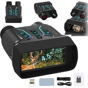 4K Night Vision Binoculars HD Night Vision Device with 32GB Card, Cardless | 4.5-Inch Large Screen, 8X Digital Zoom,7 levels of infrared adjustable, IP54 Wateroof for Wildlife Observation & Explore in Kuwait
