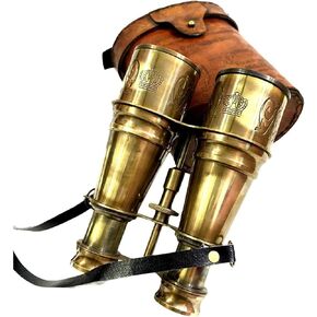 Vintage Brass Binoculars with Leather Carry Case – Handmade Engraved Antique Opera Glasses | Nautical Marine Collectible | in Kuwait